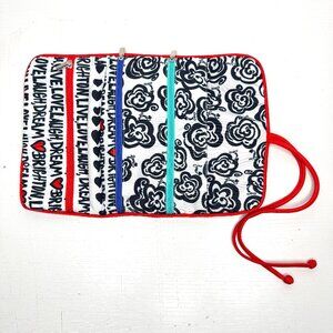 BRIGHTON Love Dove Jewelry Travel Compartment Pouch Roll Up Wrap Around Soft Bag